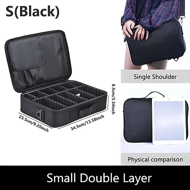 Professional Makeup Case Female Travel Big Capacity Beauty Nail ToolBox Cosmetic Organizer Suitcases For Makeup Storage Boxs S(black)