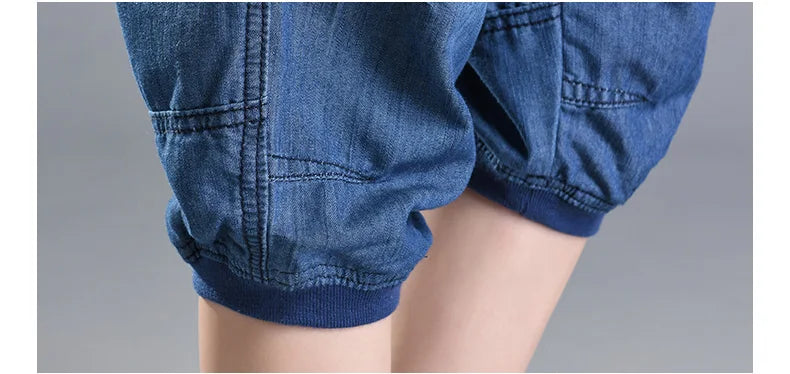 Summer Styles Loose Jeans For Women Calf-Length Harem Pants Elastic High Waist Thin Pants Fashion Jeans 4XL