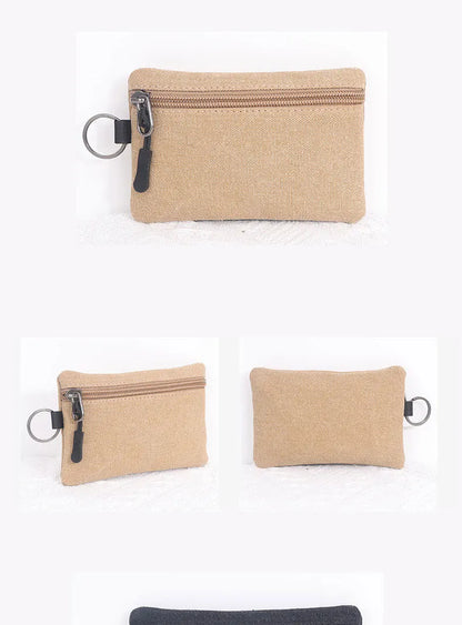 Canvas Mini Coin Wallet Bag Solid Color Zipper Key Bag Money Pocket Purse Women Men Small Card Holder Change Coin Purses