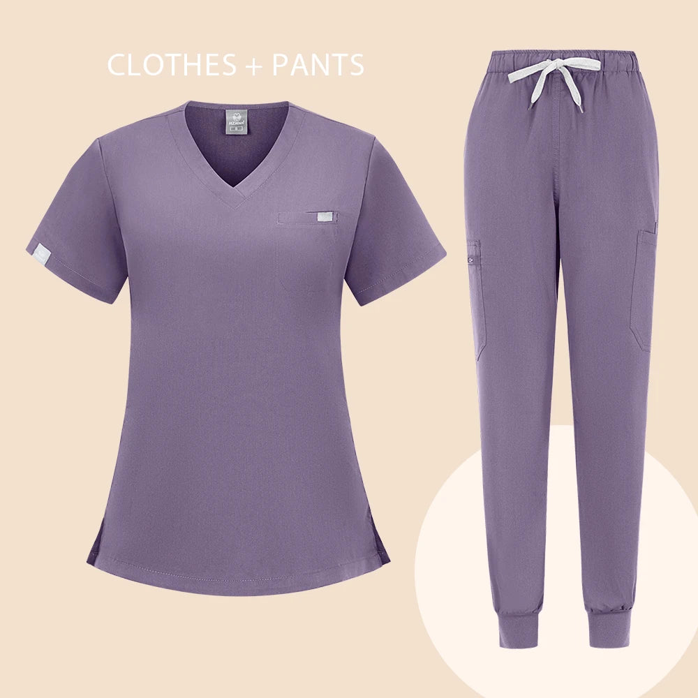 HZMNOI Thick Highquality Suit Unisex Pharmacy Nursing Hospital Doctor's Work Clothes Dental Clinic Beauty Salon Surgical Clothes Badiee Stylez