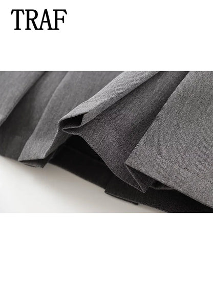 Women Pleats Short Skirts 2024 New Fashion Women Shorts Skirt Woman Mid-Waist Mini Skirts Casual Summer Skort