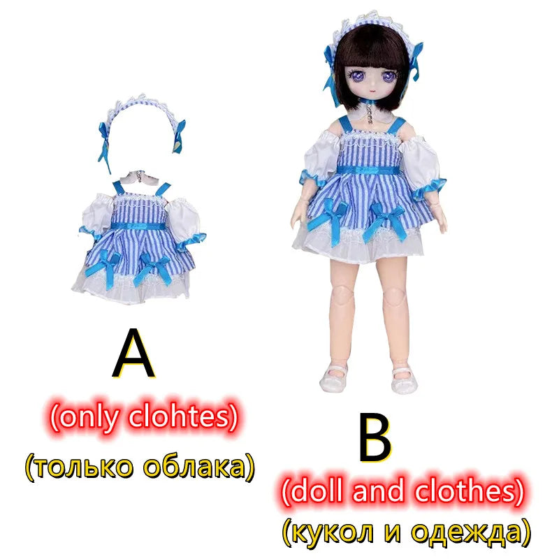 30cm Two-dimensional Doll Comic Face 1/6 Bjd Doll or Dress Up Clothes Children's Girl Birthday Gift Toys Kids Toys 1