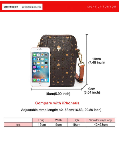 FOXER Woman Small Monogram Cellphone Bag Vintage Shoulder Bag Girl Mini Crossbody Bag PVC Lady Messenger Bag Gift for Wife,Lover