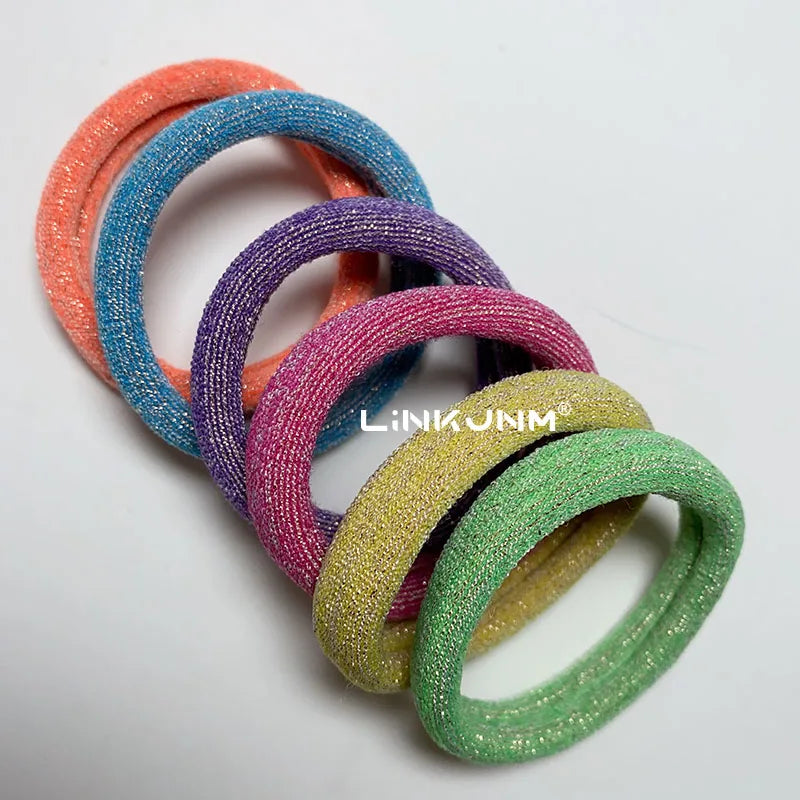6PCS Women Glitter Hair Scrunchies Girls Elastic Hair Rubber Bands Hair Holder/Gum Hair Accessories Ponytail Hair Holders Badiee Stylez