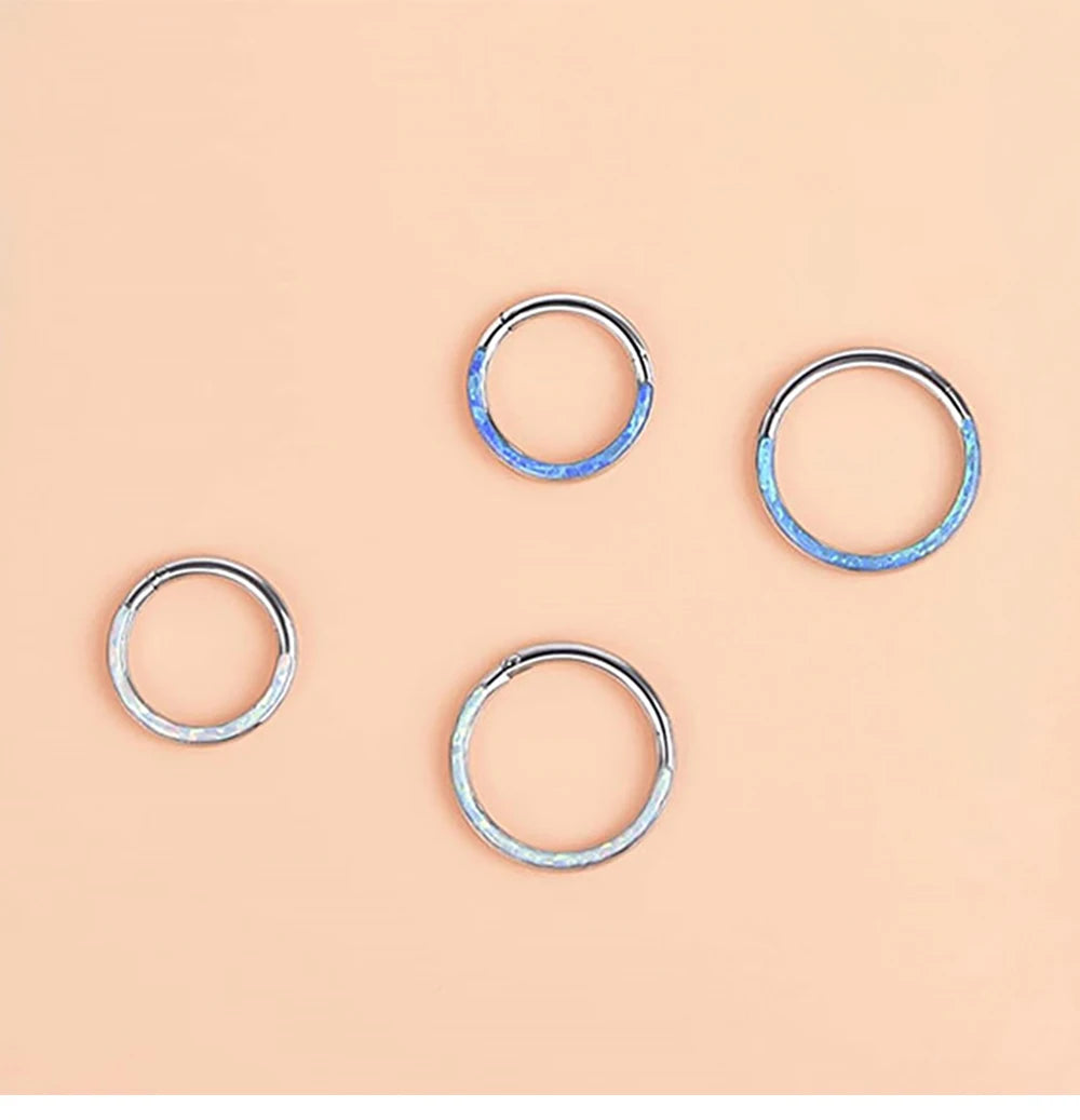 New Titanium Septum Piercing Nose Ring 8-10mm Opal Hinged Segment Clicker Ear Cartilage Earrings Helix Lip Piercing Body Jewelry