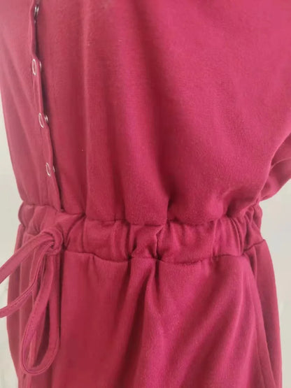 European and American Women's Summer Cross-Border New Sleeveless Jumpsuit With Waist Tied Casual Loose Wide leg Shorts Badiee Stylez