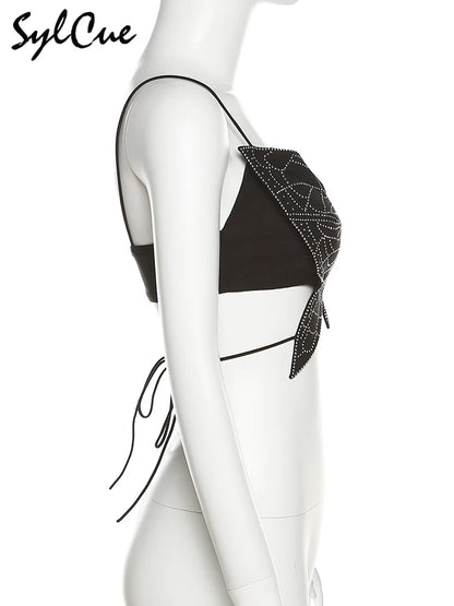 Sylcue Butterfly Plastic Art Design Advanced Fashion Personality All-Match Summer Travel Cool Women'S Sexy Charm Camisole Vest