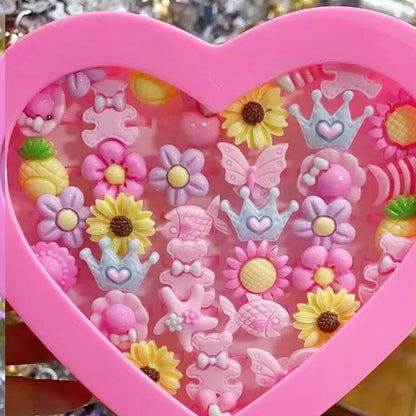 10pcs/lot Children's Cartoon Rings Candy Flower Animal Bow Shape Ring Set Mix Finger Jewellery Rings Kid Girls Toys Anillo 57