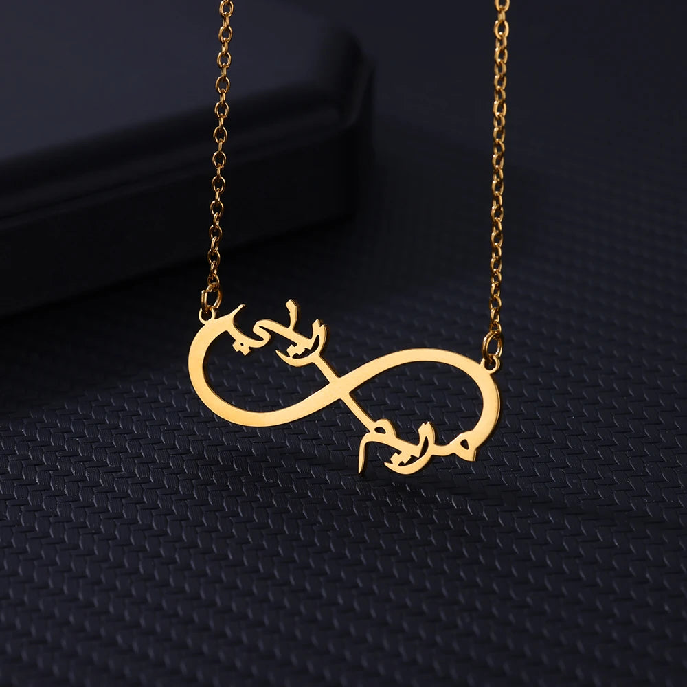 Custom Double Heart Two Names Infinity Necklaces For Women Stainless Steel Customized Necklace Pendant Personalized Jewelry Gift Badiee Stylez