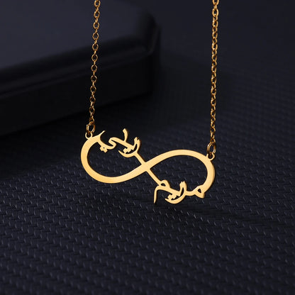 Custom Double Heart Two Names Infinity Necklaces For Women Stainless Steel Customized Necklace Pendant Personalized Jewelry Gift Badiee Stylez