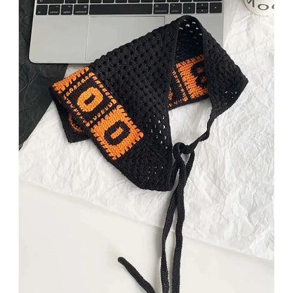 Halloween Costume Skeleton Ghost Bat Spider Web Personalized Knitted Crochet Headband Female Photo Photo Triangle Scarf Trendy Badiee Stylez