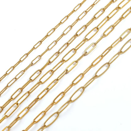 5pcs 45+5cm plated Gold Stainless Steel Link Chains Oval Bulk Necklaces Jewelry Adjustable Chains Wholesale Chokers DIY Crafts Badiee Stylez
