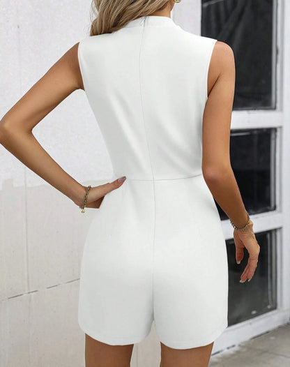 Summer Jumpsuit Women Fashion Solid O Neck Sleeveless Chic Playsuit Elegant Clothes Female Casual Jumpsuits Badiee Stylez