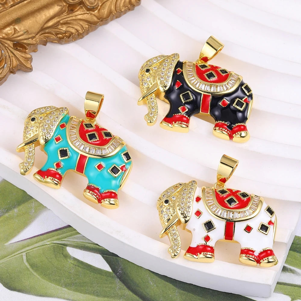 Juya Handmade Luxury Rainbow Zirconia 18K Gold Plated Decoration Snake Charms For DIY Fashion Talisman Jewelry Making Supplies