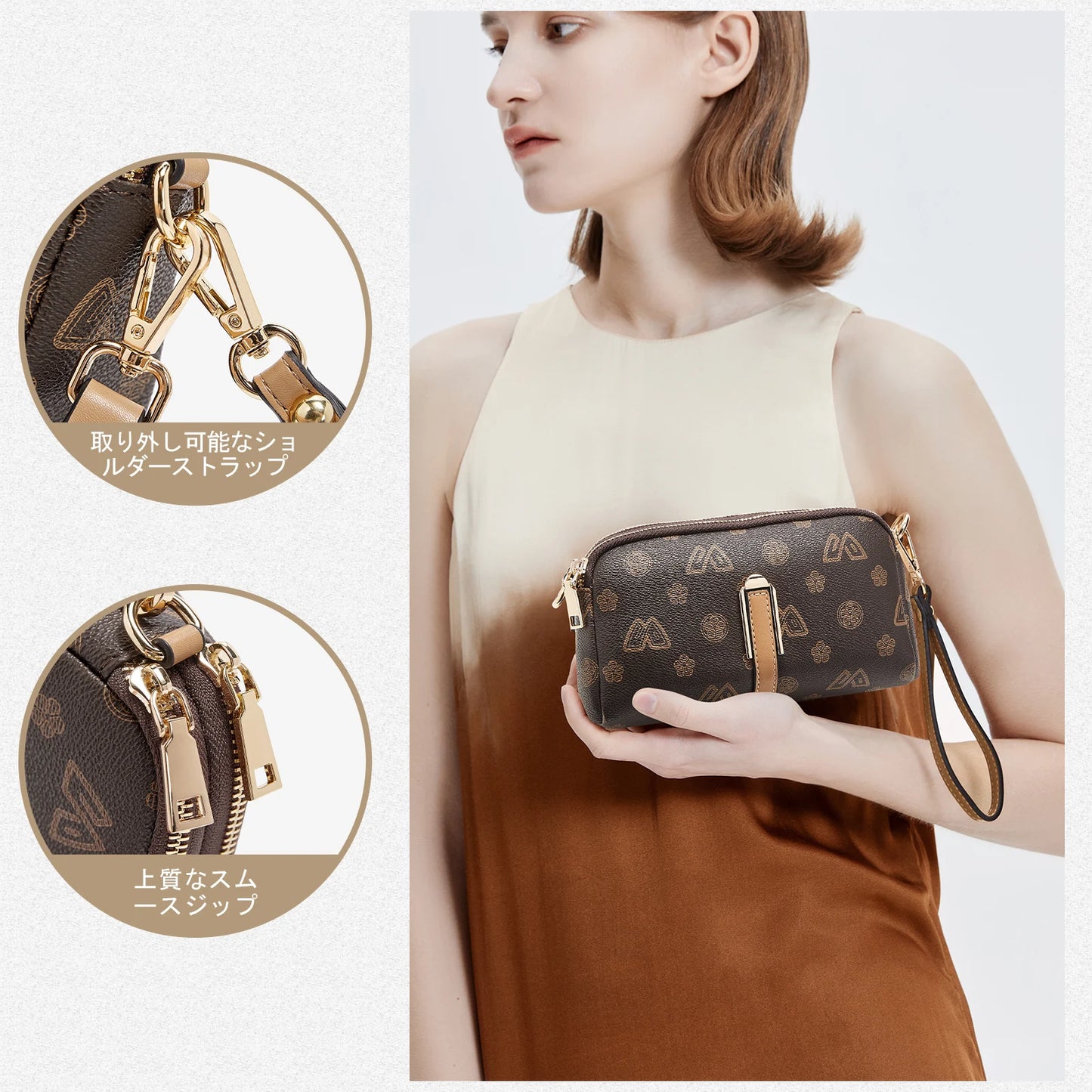 FOXER Women Small Crossbody Bag Shoulder Bag with Wrist Strap Lady Fashion Messenger Bag Mini High Quality Cellphone Purse