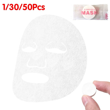 NEW High-end 30/50PCS Disposable Compressed Facial Mask Portable Non-woven Face Mask Facial Towel Coin Cotton Wrapped Tissues