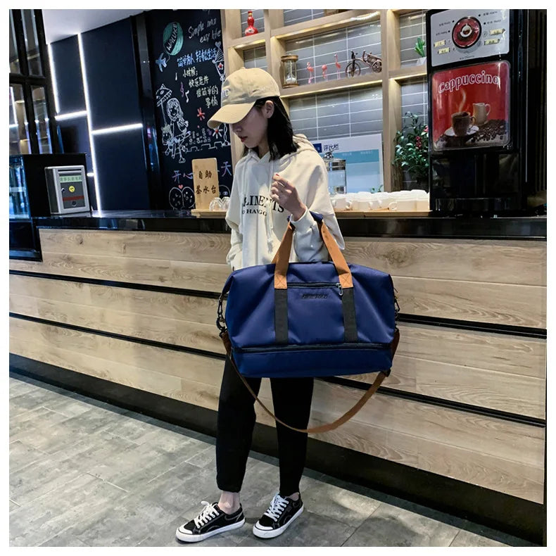 Large Capacity Travel Gym Bag Short-distance Luggage Portable Fitness Bags Shoulder Crossbody Handbags Men's Sports Waterproof B