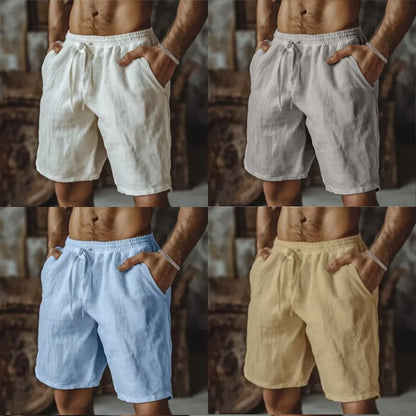 2025 New Summer New Men's Cotton Linen Breathable Shorts Hawaii Beach Pants Male Solid Color Trousers Loose Versatile Streetwear Badiee Stylez