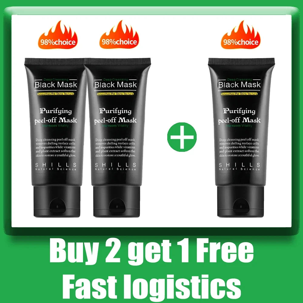 Bamboo Charcoal New Suction Face Deep Cleansing Black Mud Mask Blackhead Remover Peel-Off Mask Easy To Pull 3pcs