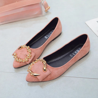 Spring and Autumn Casual Fashion Pointed Toe Comfortable Non-slip Wear-resistant Simple Metal Decorative Women's Shoes