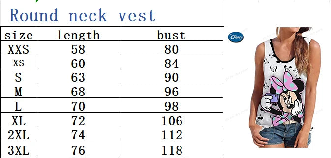 2024 New Style vest For Women Disney Mickey Mouse Print Female Oversized vest top Summer Women Clothing Sleeveless Fashion
