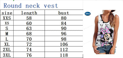 2024 New Style vest For Women Disney Mickey Mouse Print Female Oversized vest top Summer Women Clothing Sleeveless Fashion
