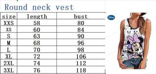 2024 New Style vest For Women Disney Mickey Mouse Print Female Oversized vest top Summer Women Clothing Sleeveless Fashion
