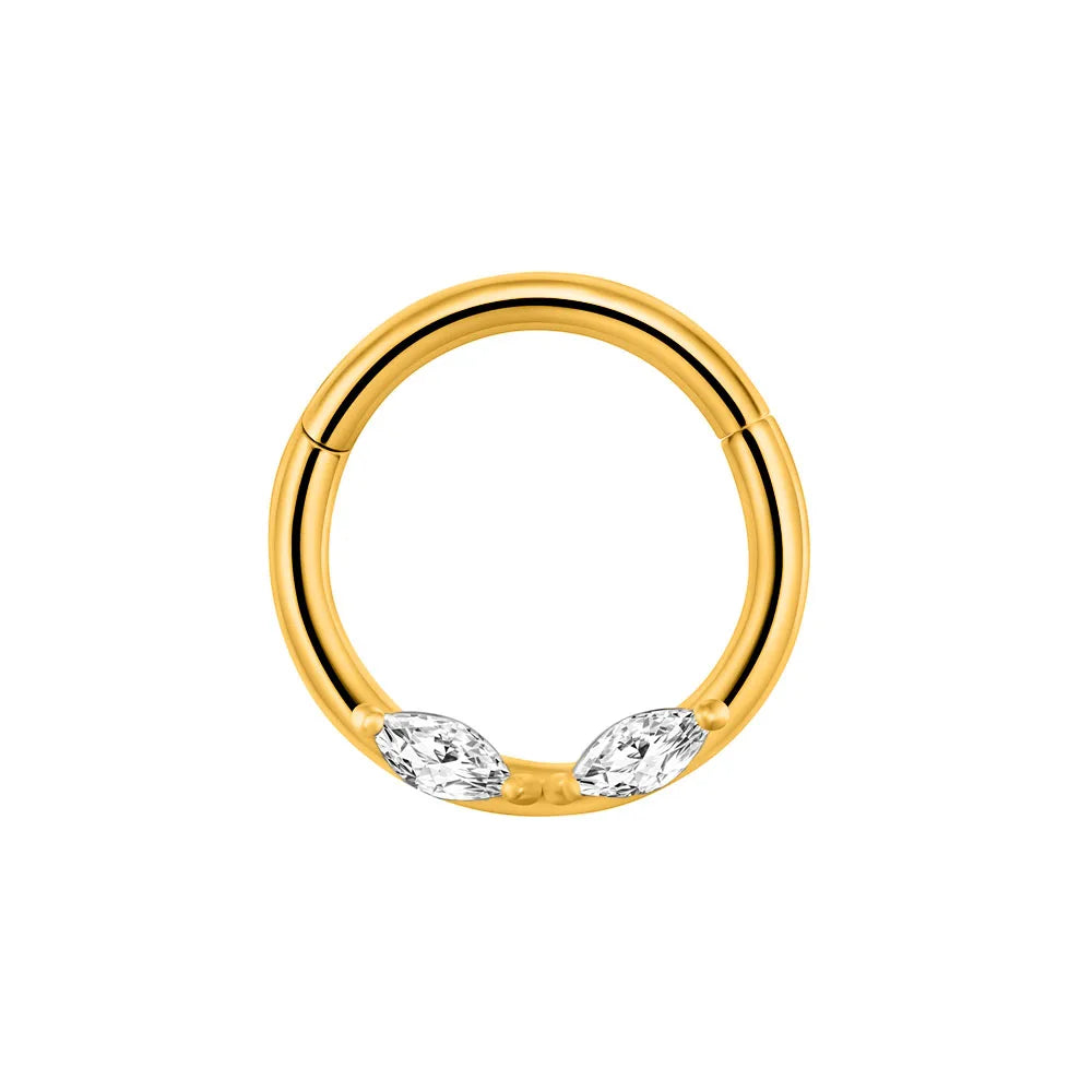 Flower Moon Heart Waterdrop Septum Piercing Daith Conch Tragus Hoop Earring Clicker Segment Nose Ring 316L Surgical Steel 16G F-Gold Color