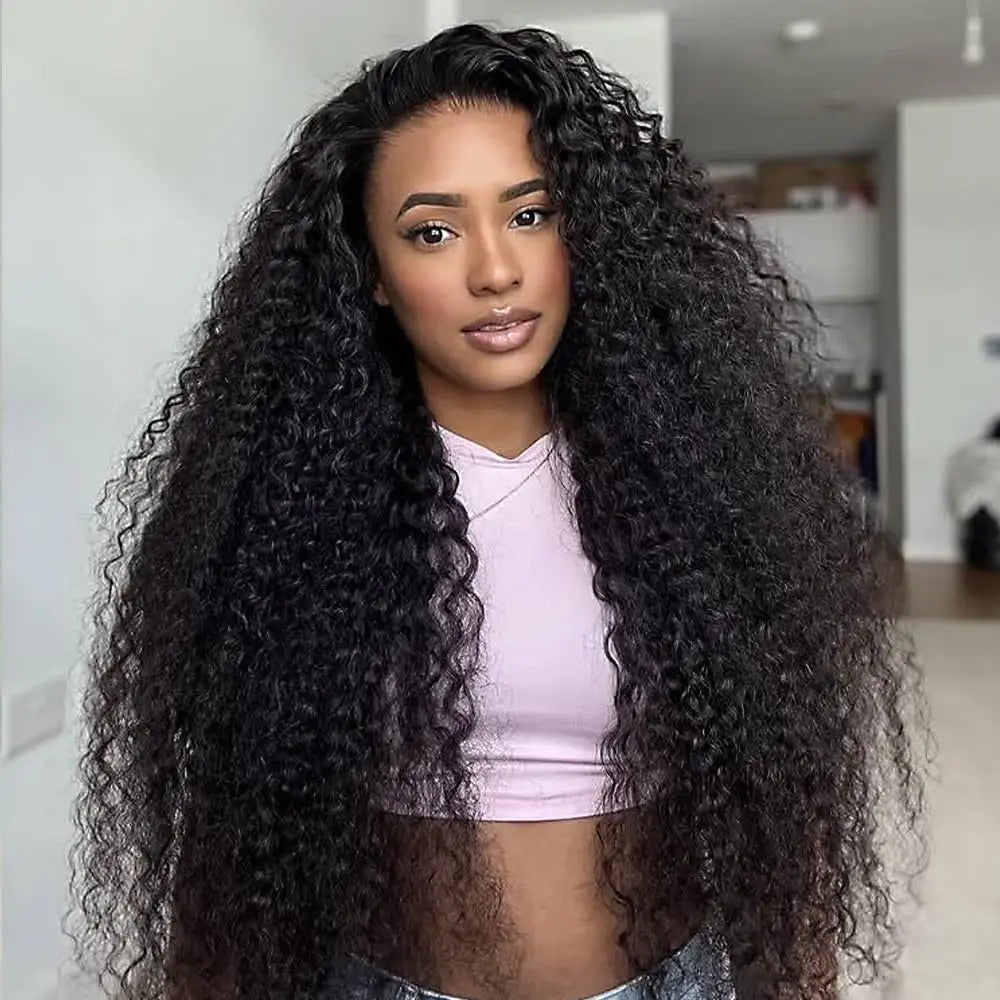 Half Wigs Human Hair Kinky Curly 3 In 1 Human Hair Wig Seamless Flip Over Half Wig Beginner Friendly Curly Wigs for Women Badiee Stylez