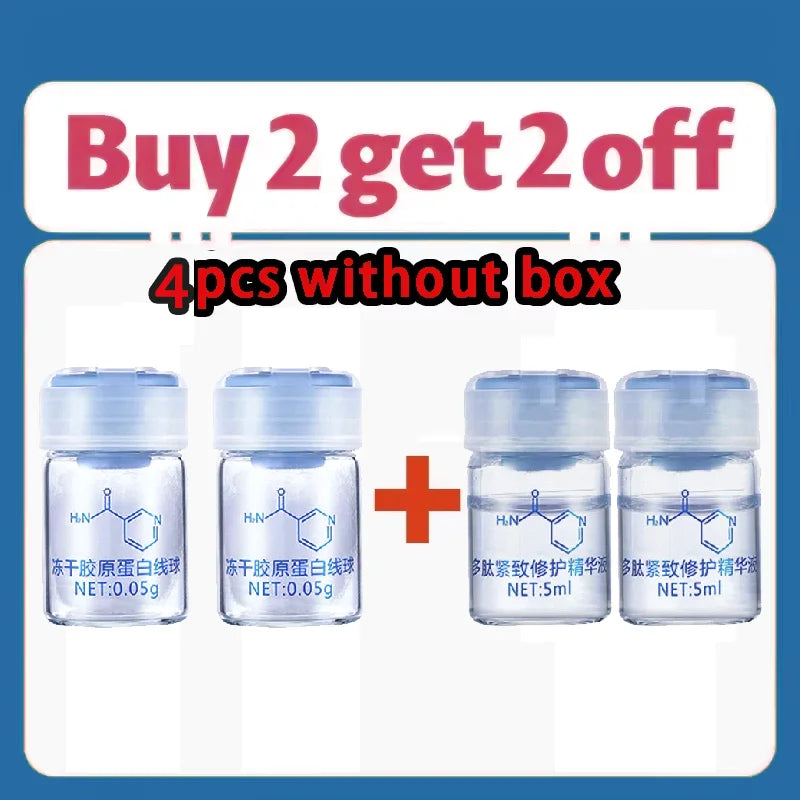 Korea Facial Hydrolyzed Silk Protein Collagen Thread Ball Serum Moisturiz Hydration Lifting Firm Fine lines Essence SkinCare 4bottle(without box)