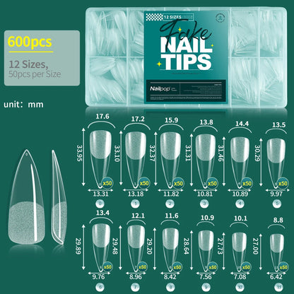 Nailpop 600PCS Soft Gel X Nail Tips Full Cover Coffin Stiletto Fake Nails Extra Short Almond Square Soak Off Gel False Nail Tips L-Stiletto-600