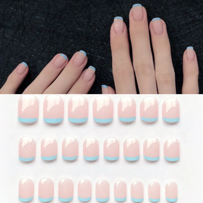 24PCS/SET Cold Black Chess Board Wearing Fake Nails Finished Product Long Full Coverage Acrylic Removable Press on Nails Art Tip PDJ187
