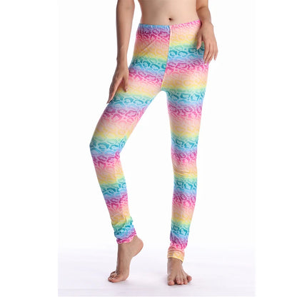 Women Leggings High Waist Cartoon Comic Beauty Print Trousers Soft Female Casual Elastic Pant CORAL RED One Size