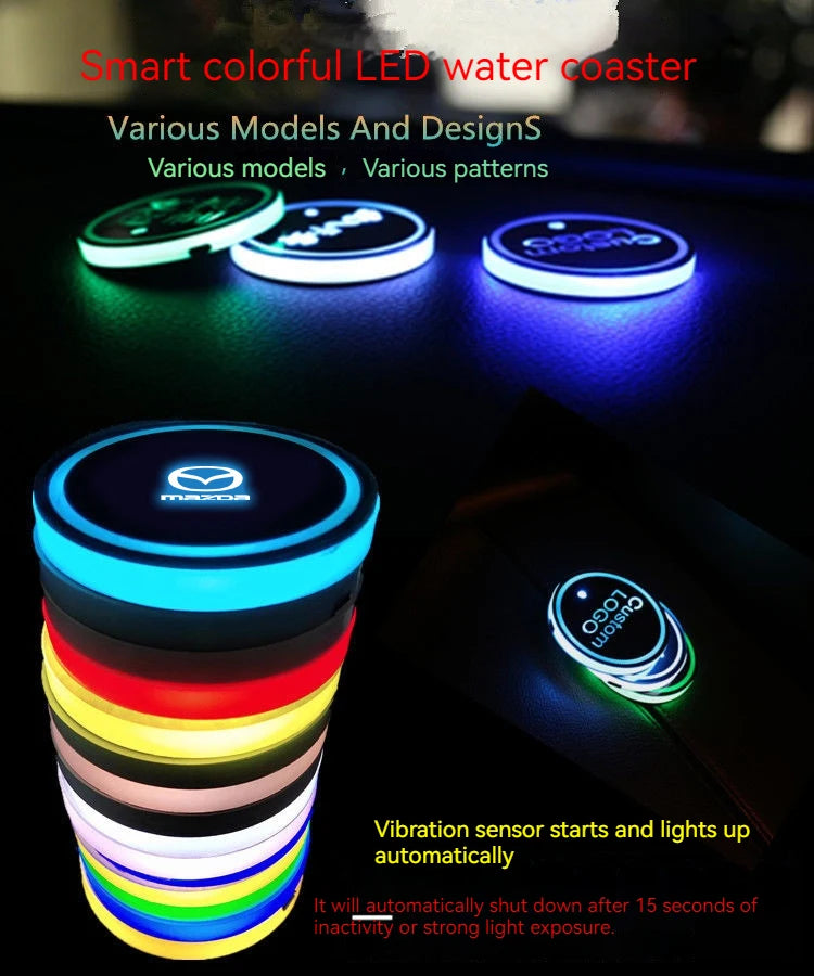2PCS Car LED Water Cup Mat Drink Holder For Mazda MS Speed CX4 Atenza Axela MX5 CX7 CX5 CX9 RX8 CX30 Bt50 Badiee Stylez