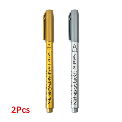 1-4Pcs Metallic Waterproof Permanent Marker Pens for DIY Epoxy Resin Mold Gold Silver Color Drawing Supplies Craft Marker Pen Gold-Silver