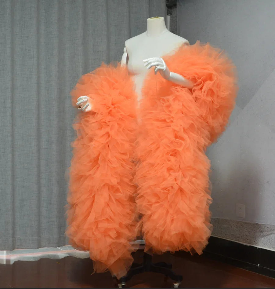 Fashion Stage ball party Club fluffy Ruffle edge tulle boas shawl cape wraps tippet cappa opera cape wedding accessory Badiee Stylez