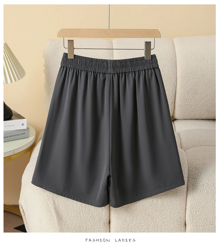 Plus Size Shorts Women High Elastic Waist Wide Leg Loose Pants With Pockets Summer 2025 New Korean Fashion Half Shorts Women