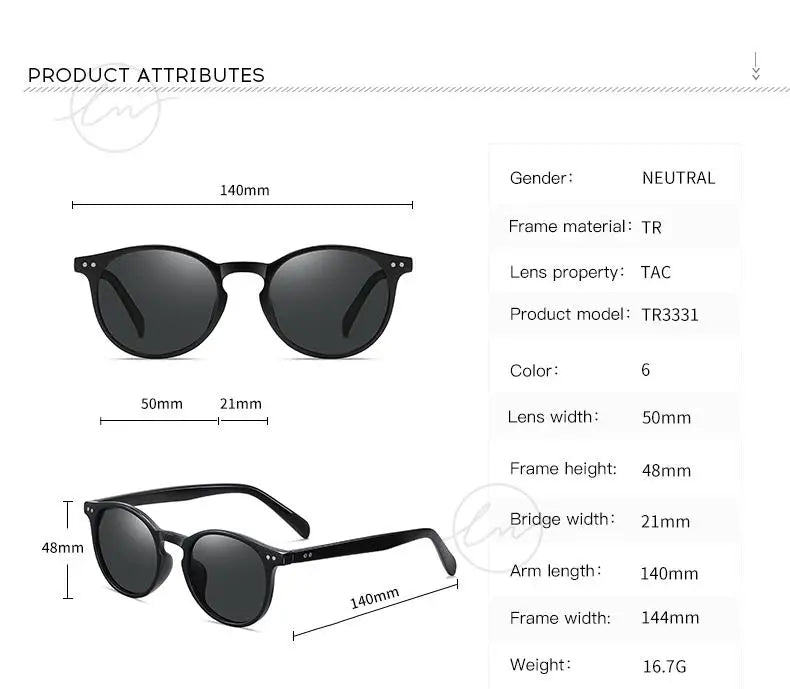 LM Retro Round Sunglasses Women Men Ultralight TR90 Polarized Unisex Driving Shades Vintage Sun Glasses UV400 Gafas De Sol