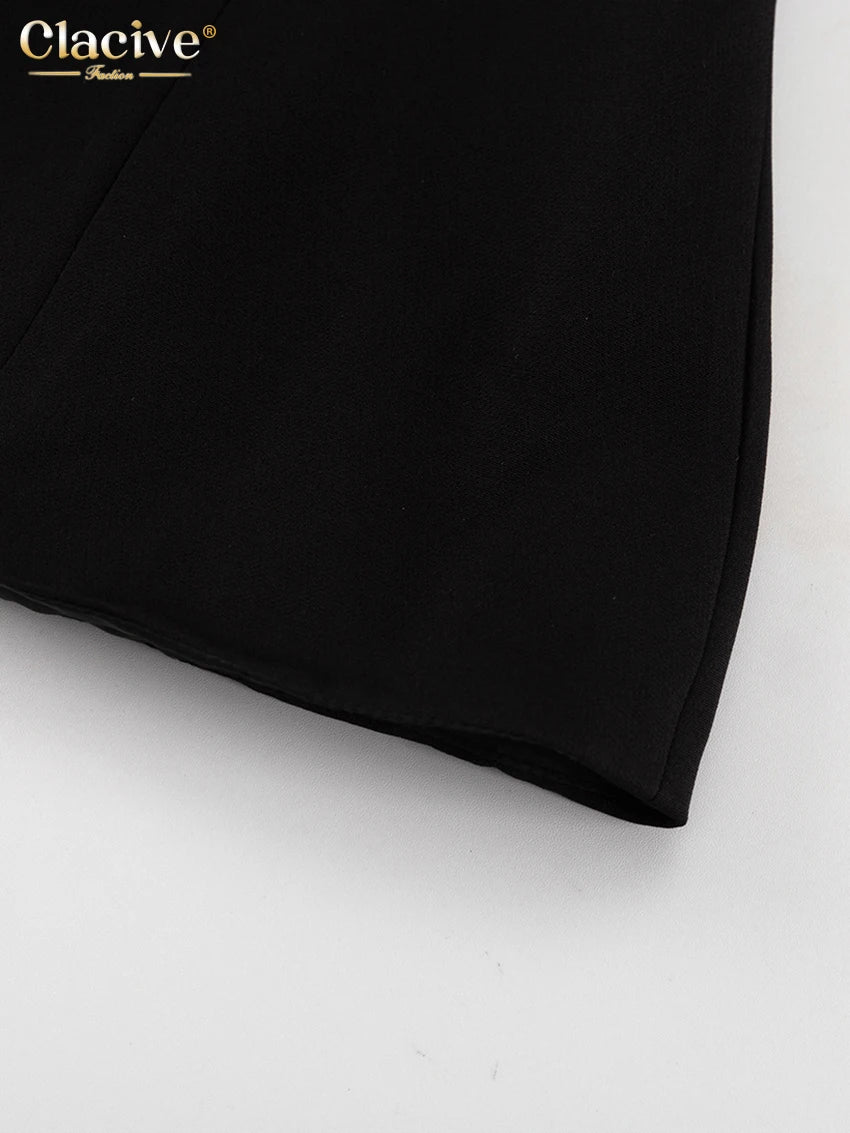 Clacive Bodycon Black Office Women's Shirt Fashion Square Collar Long Sleeve Shirts Elegant Classic Solid Tops Female Clothing