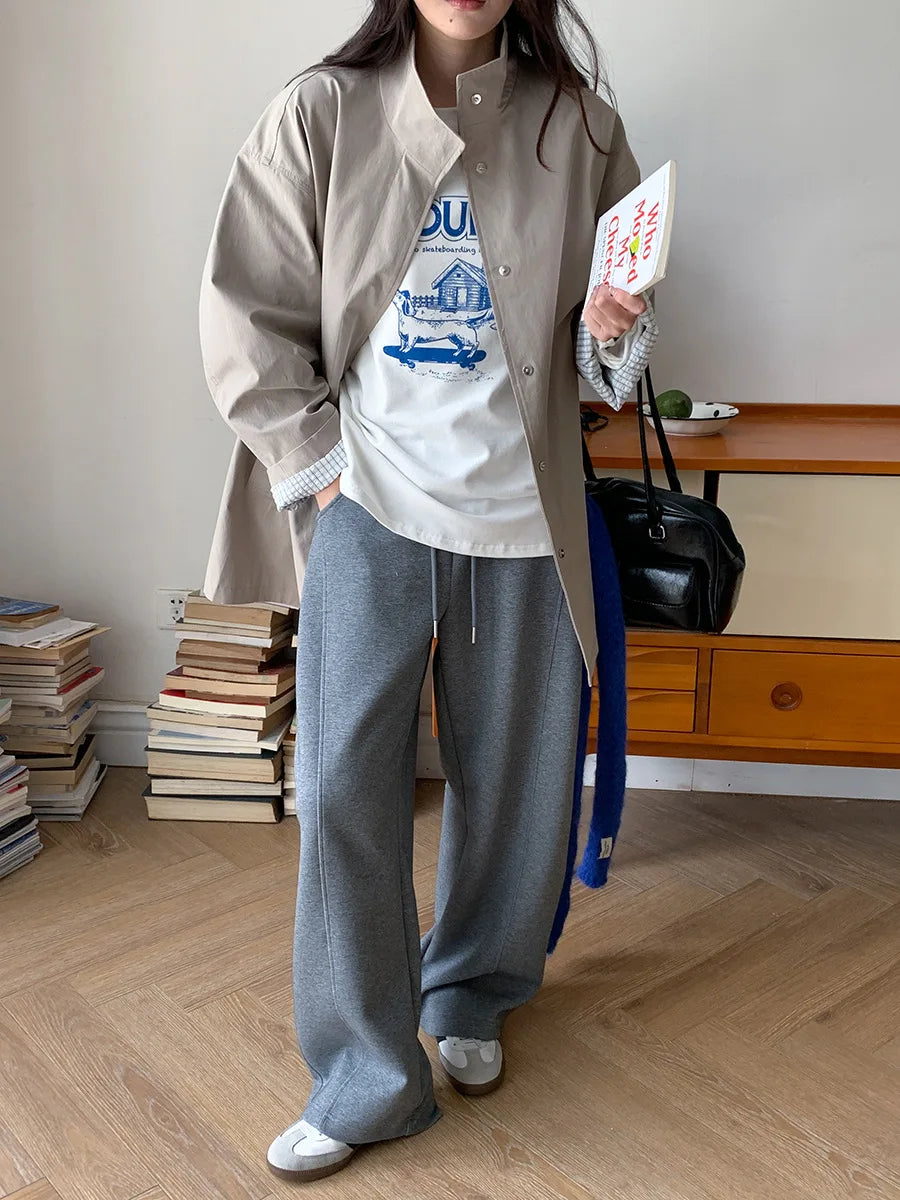 New relaxed and curved cut sports and casual wide leg pants for early autumn Badiee Stylez