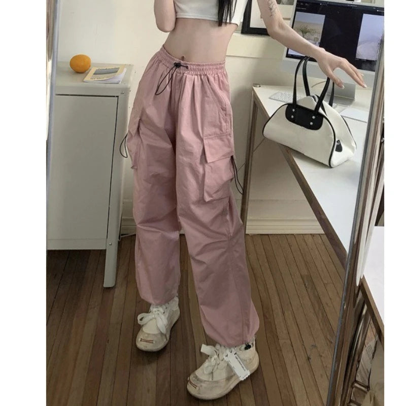 Retro Cargo Pants Women Fashion Streetwear High Waist Thin Casual Sweatpants Harajuku Sports Pants Woman Clothes Trousers Mujer Badiee Stylez