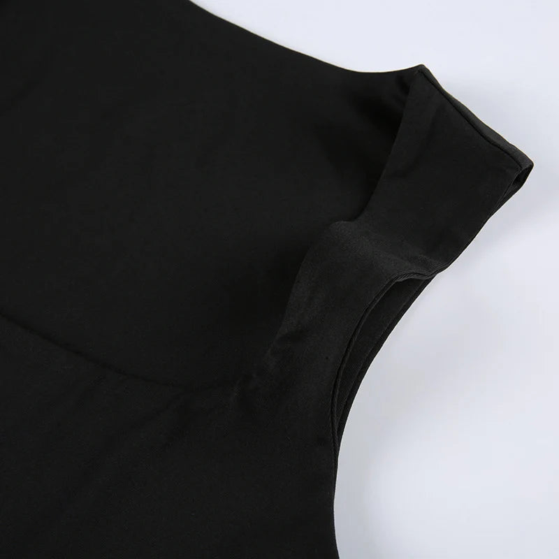 Sleeveless Collar Crop Top Women Tank Tops Casual Y2K Summer 2024 Black T Shirts Sexy