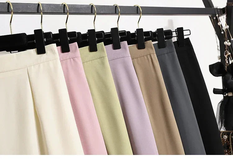 2025 Summer Female Fashionable Versatile Solid Skirts High Waisted Mid Length A-line Plus Size Skirt Split Wrap Body Skirt