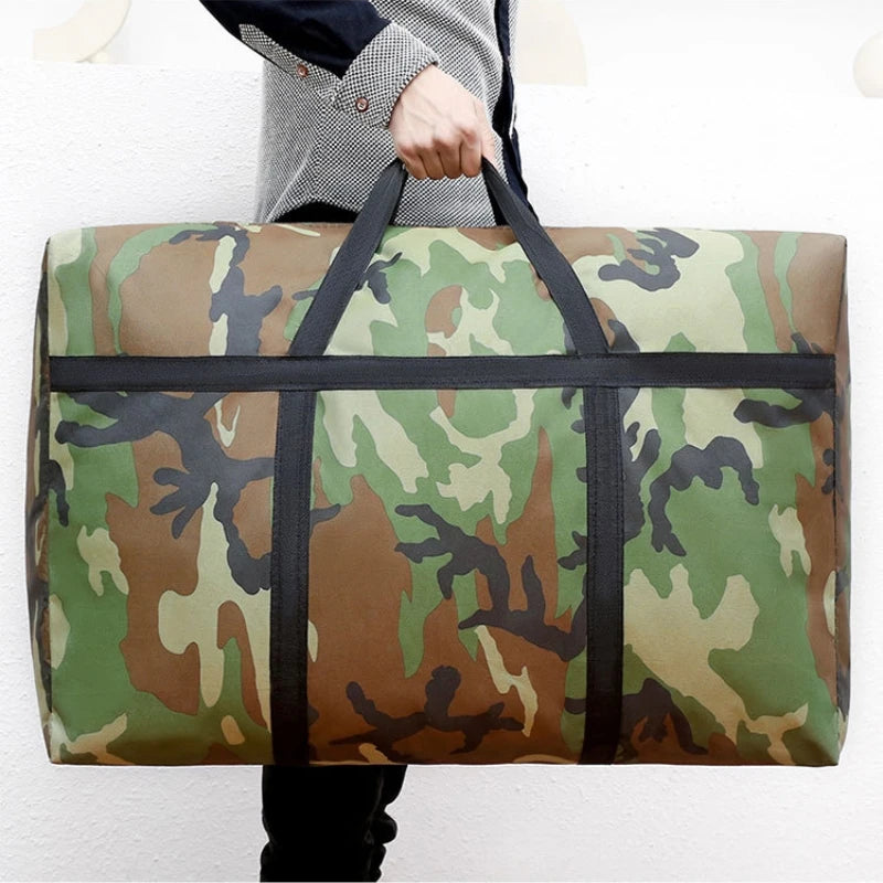 Camouflage Luggage Moving House Big Bag Thick Waterproof Oxford Cloth Moving Artifact Large Woven Storage Men's Travel Bag 180L Camouflage180L