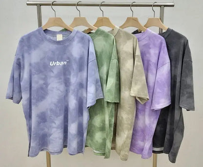 2Piece Suit Women T-Shirt Shorts Set Tie Dye Loose tshirt and wide leg middle shorts with pockets female Casual Soft Summer Sets