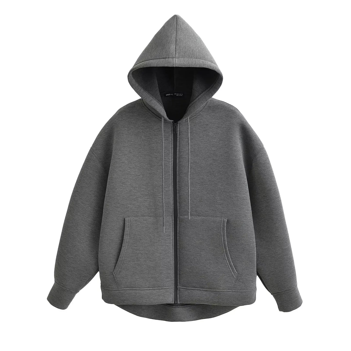 MUJER Zip up Hoodies Women Autumn Hooded Sweatshirt Woman Long Sleeve Oversized Women's Sweatshirts Zip Hoodie Women Jackets Dark Grey