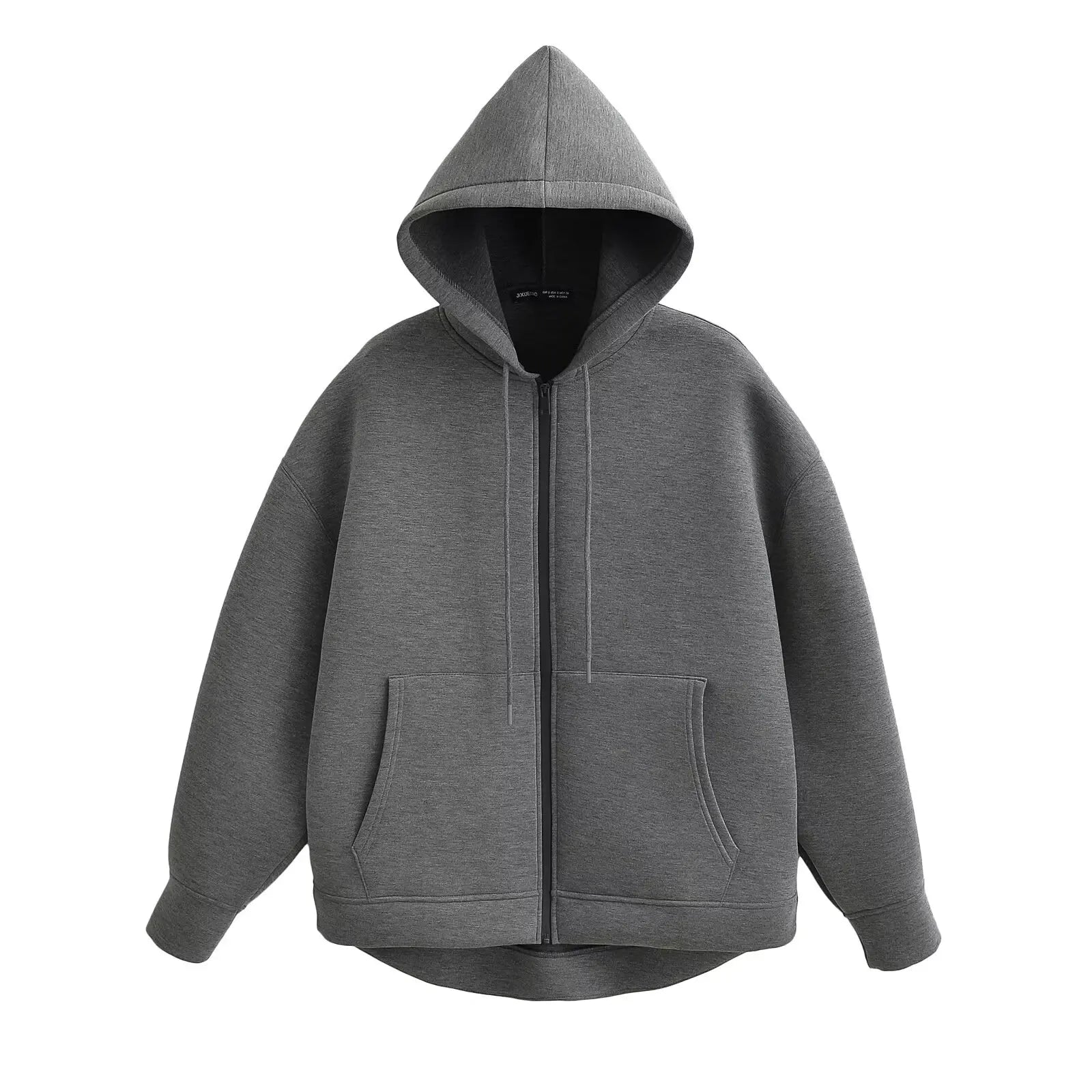 MUJER Zip up Hoodies Women Autumn Hooded Sweatshirt Woman Long Sleeve Oversized Women's Sweatshirts Zip Hoodie Women Jackets Dark Grey