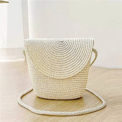 Flip children's Bag Cute Grass Woven Handbag Little Girl Crossbody Fashion Cute Zero Wallet Summer Beach Shoulder Bags