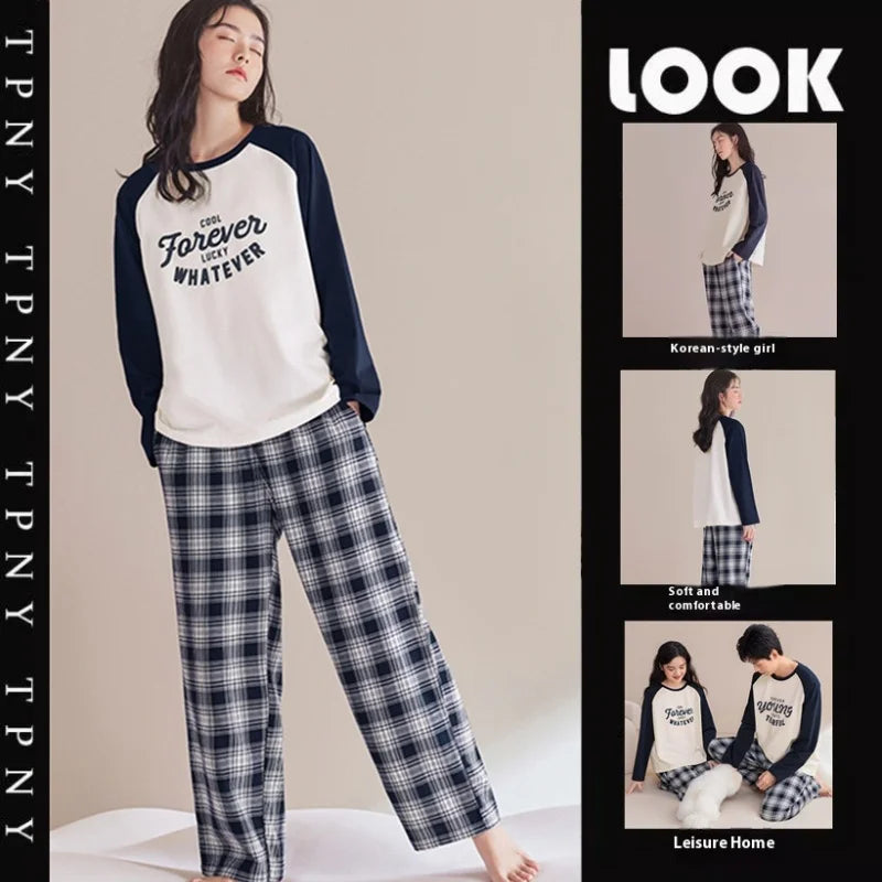 Spring and Autumn New Ladies Ins Style Pajamas Homewear Set Cartoon Girl Long-Sleeved Long Pants Korean Pajamas Homewear Set