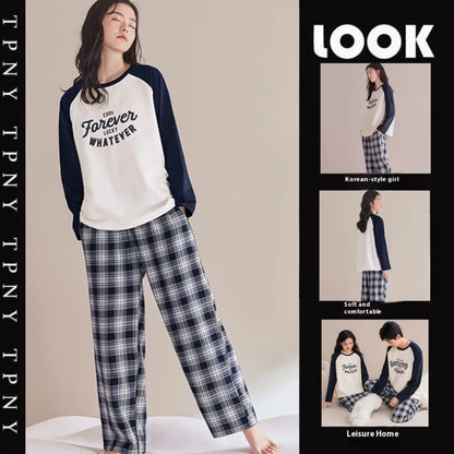 Spring and Autumn New Ladies Ins Style Pajamas Homewear Set Cartoon Girl Long-Sleeved Long Pants Korean Pajamas Homewear Set
